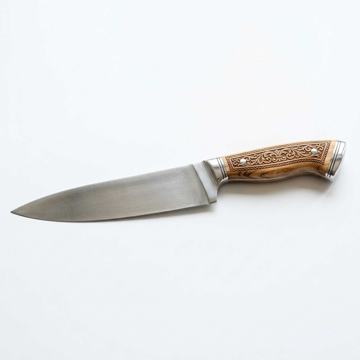Vintage Carved Wooden Handle Chef Knife