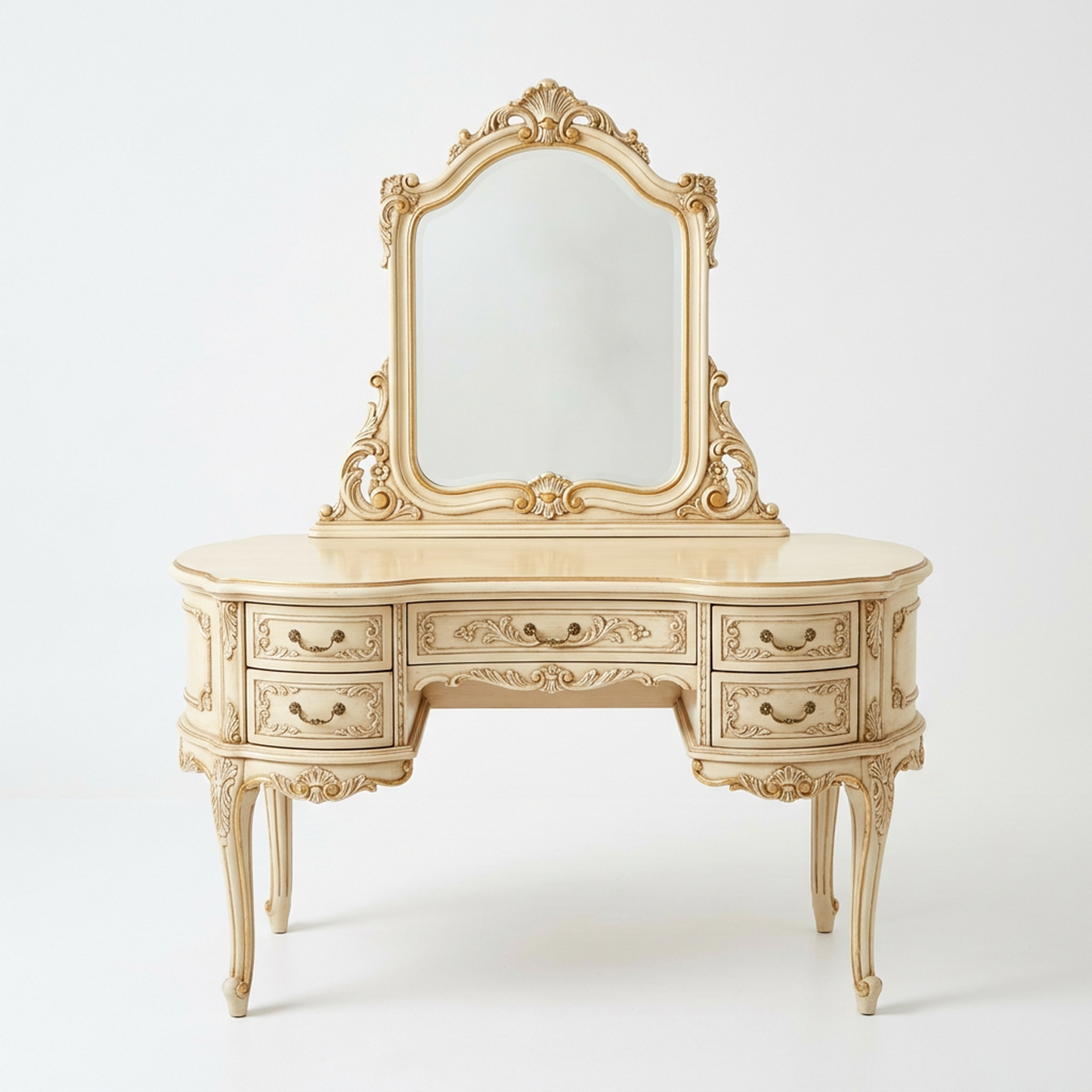 French Vintage Vanity Table with Mirror