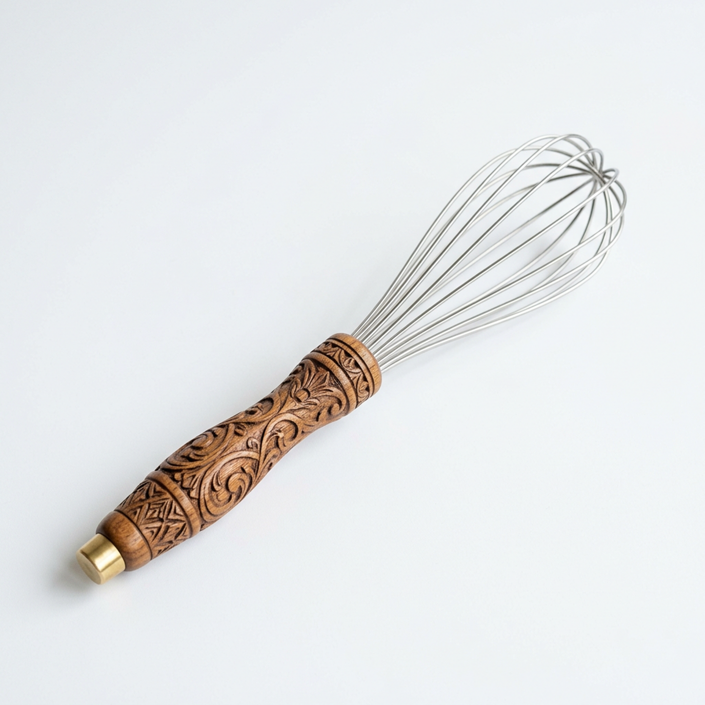Floral Carved Wooden Handle Whisk