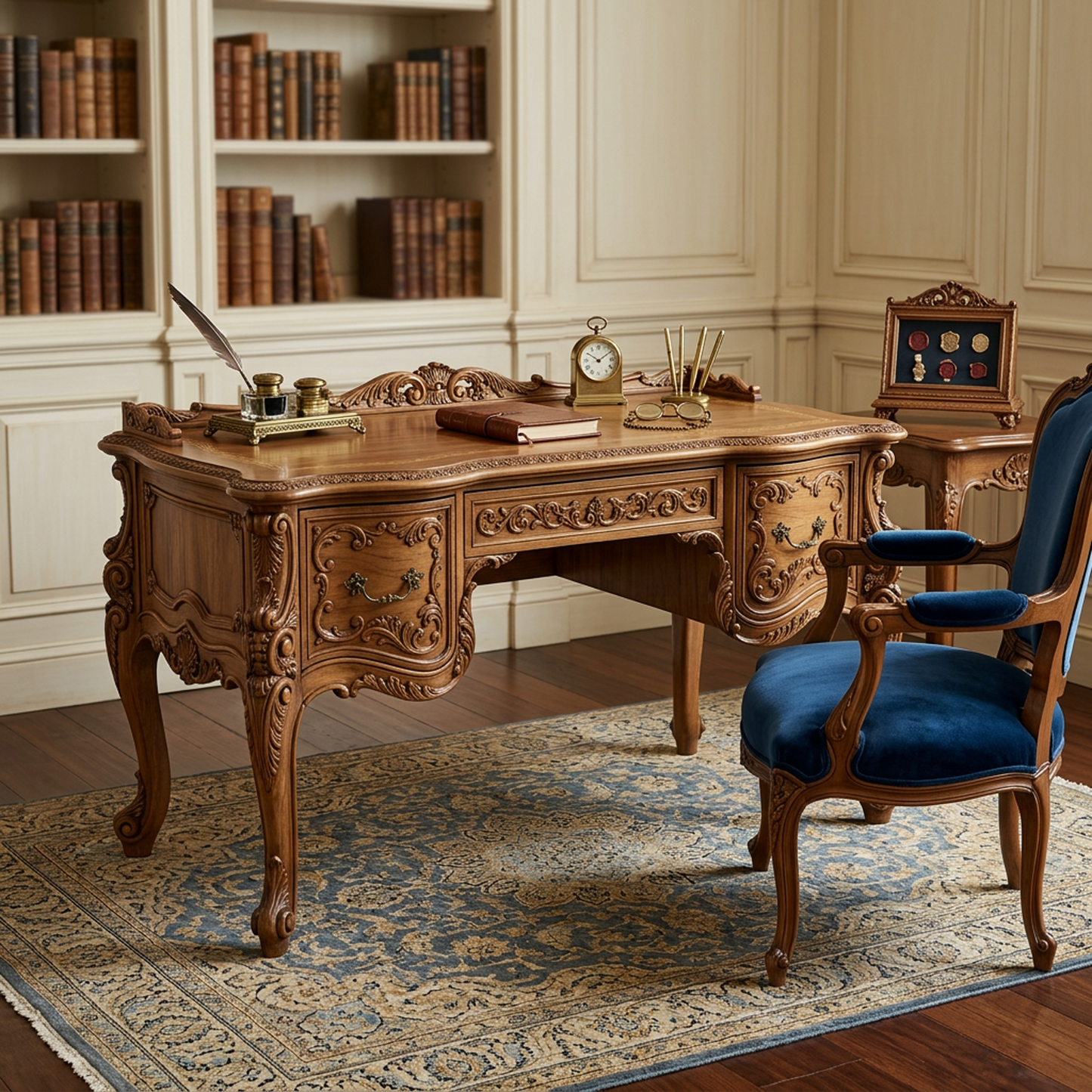 Victorian Vintage Carved Wooden Desk