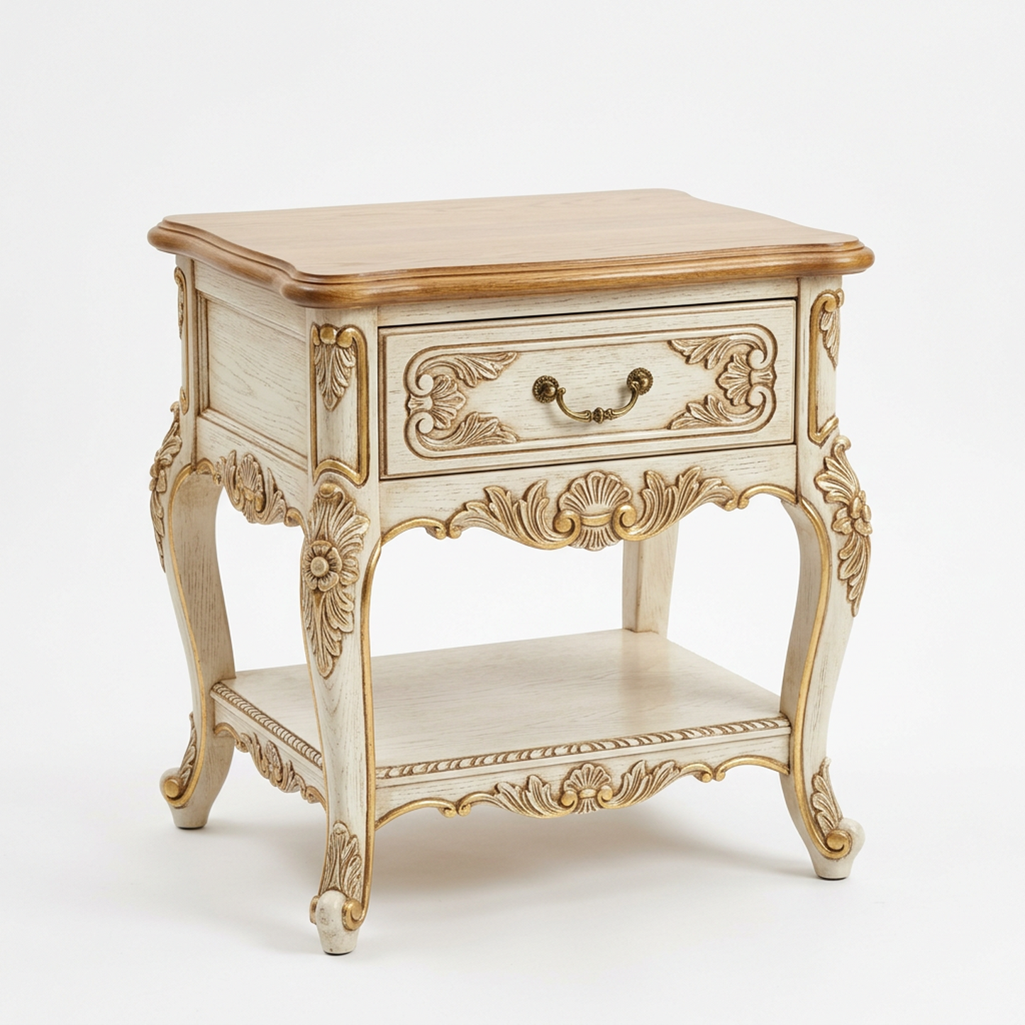 French Vintage Nightstand with Drawer