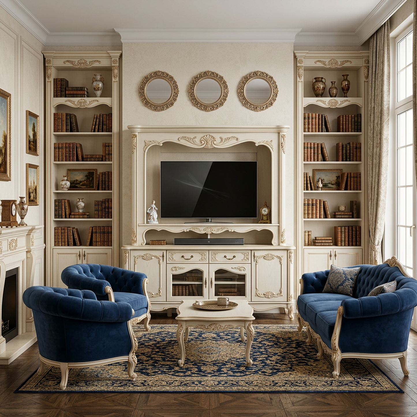French Vintage Cream TV Stand