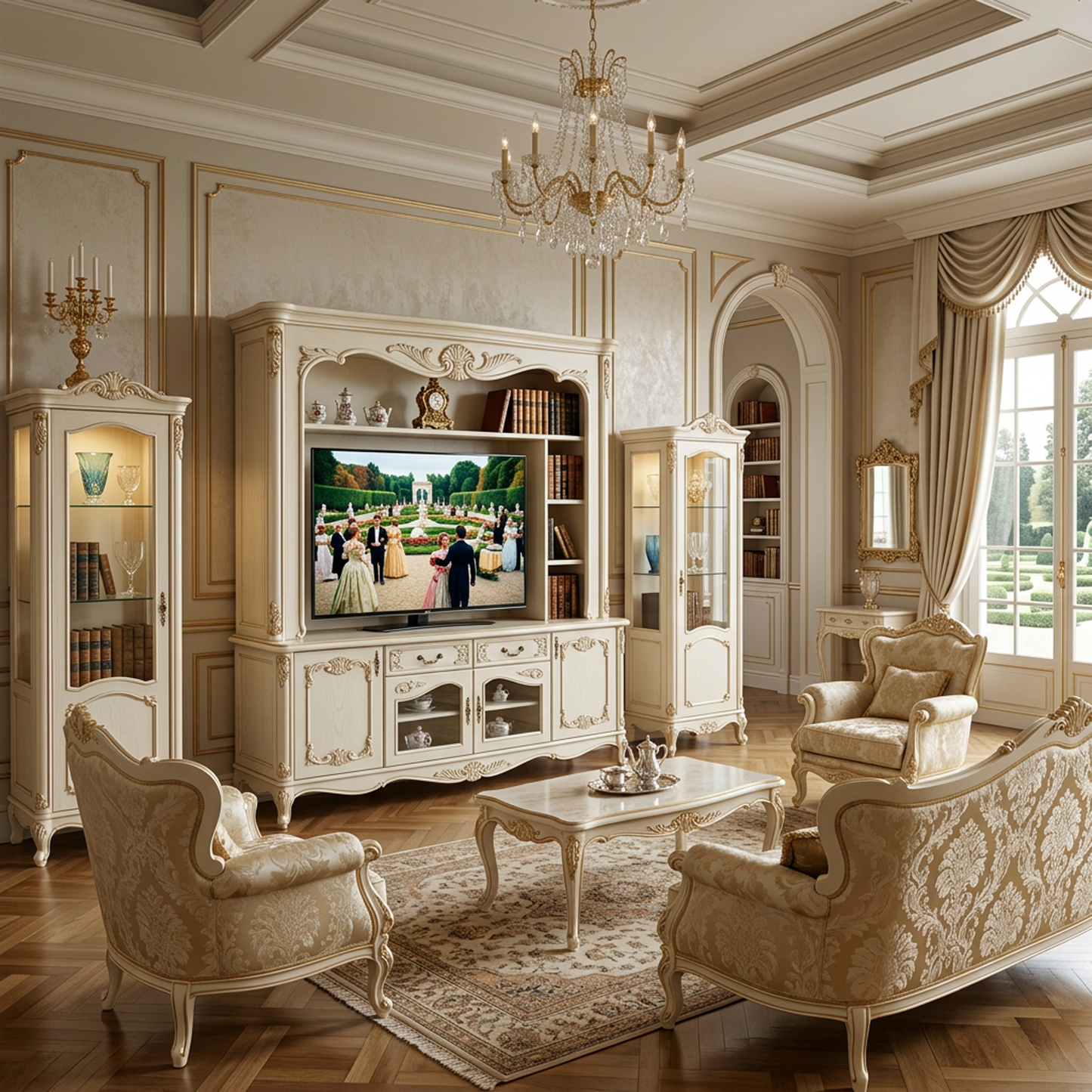 French Vintage Cream TV Stand