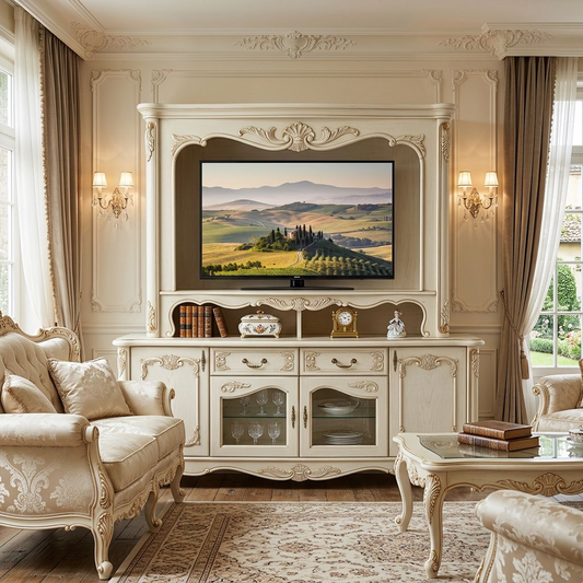 French Vintage Cream TV Stand